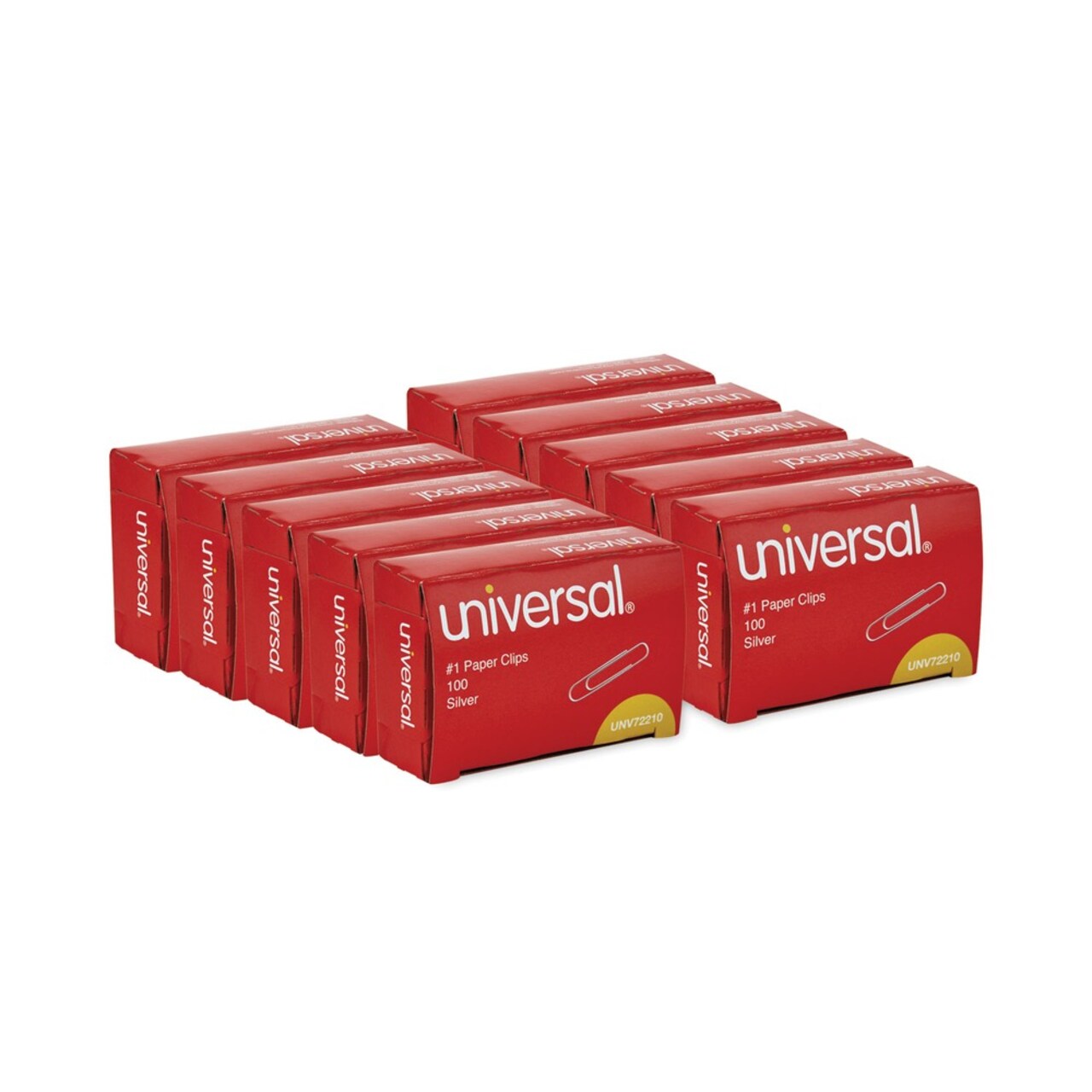 Universal #1 Paper Clips - Small, Silver (100/Box, 10 Boxes/Pack)